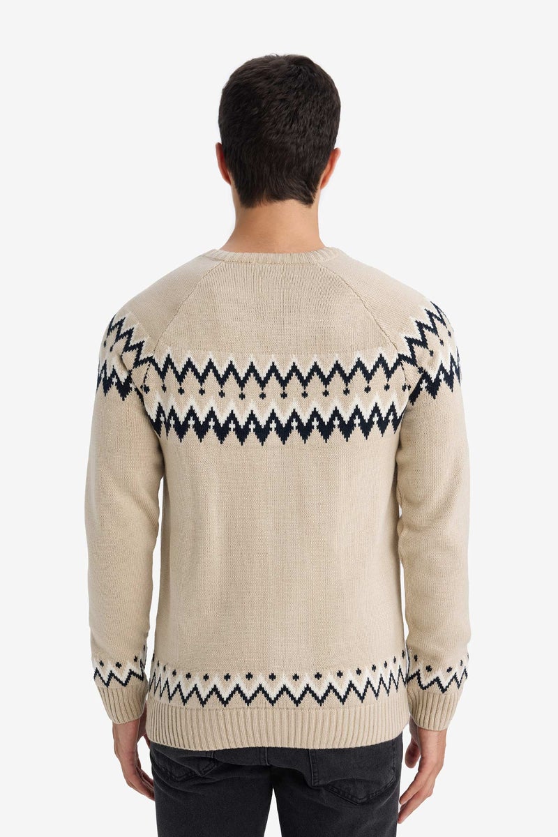 DeFacto Beige Man Standard Fit Crew Neck Knitwear Pullover Casual - Image 5